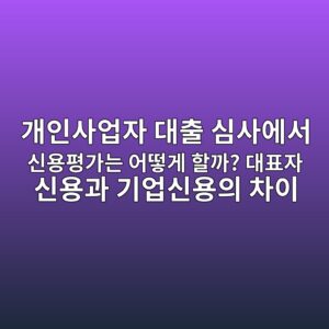 개인사업자 대출 심사에서 신용평가는 어떻게 할까? 대표자 신용과 기업신용의 차이