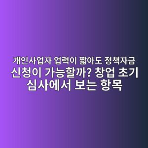 개인사업자 업력이 짧아도 정책자금 신청이 가능할까? 창업 초기 심사에서 보는 항목