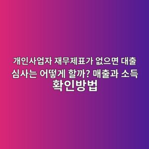 개인사업자 재무제표가 없으면 대출 심사는 어떻게 할까? 매출과 소득 확인방법