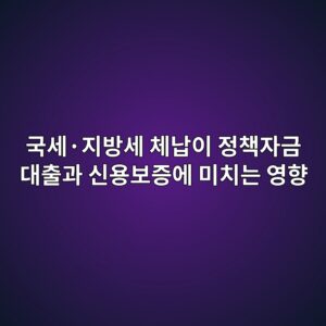 국세·지방세 체납이 정책자금 대출과 신용보증에 미치는 영향